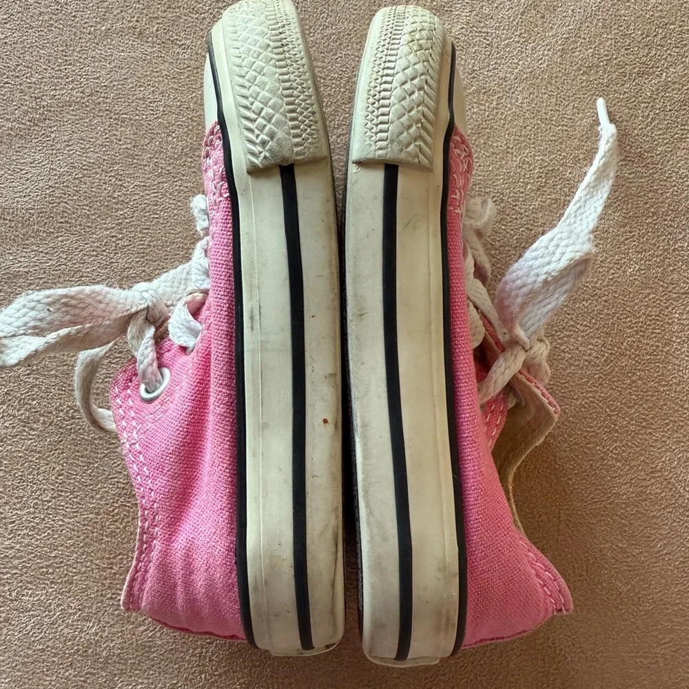 Converse 2 Pair Girls All Star Shoes Pink Size 4 and Mermaid Size 5 High Tops